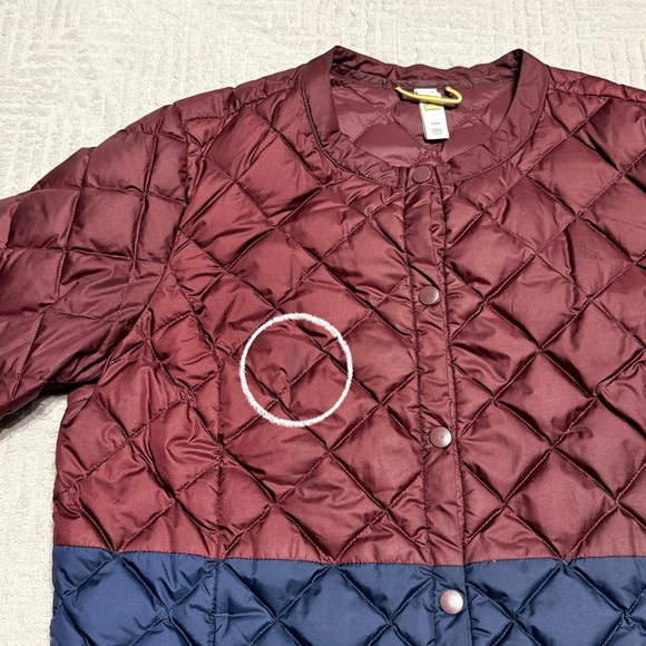 Lole Quilted Down Puffer Jacket with snap buttons Burgundy & Navy Jacket W’s Med - Picture 4 of 12
